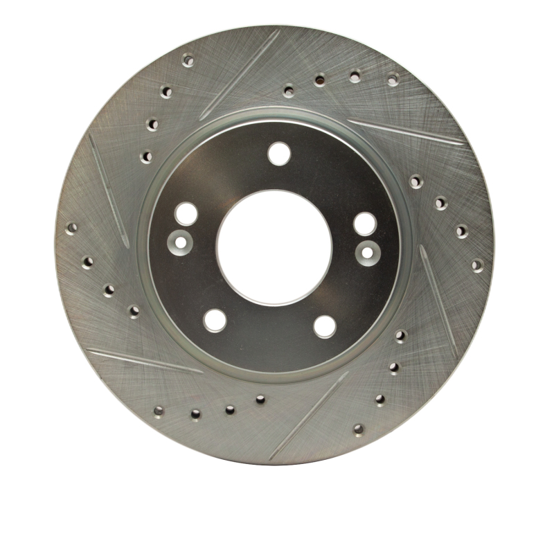 Hyundai Elantra Brake Rotor (1) - Front Left - R1 Concepts - Drilled & Slotted - Silver - `07-`10